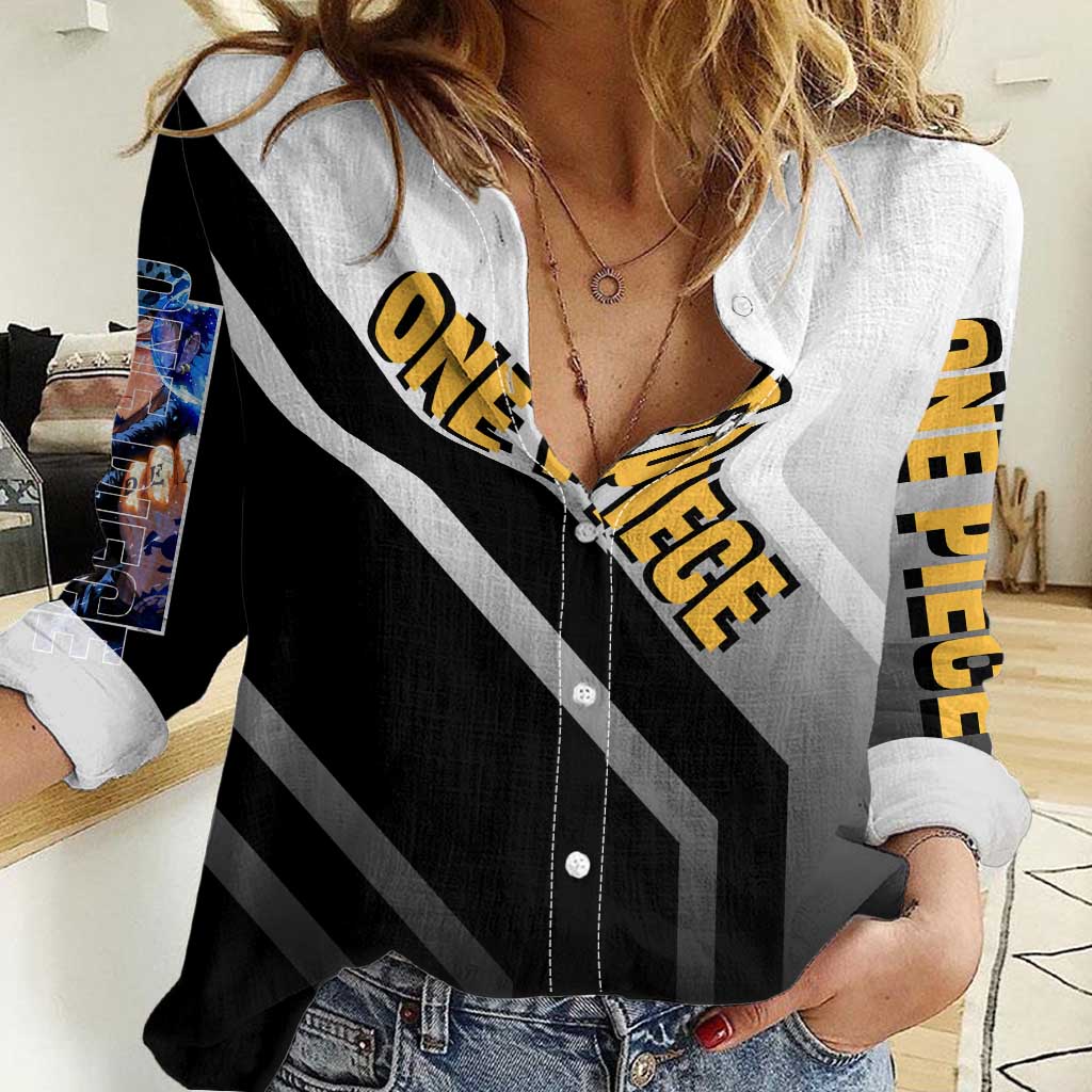 Trafalgar D. Law One Piece Women Casual Shirt with Sword and Strategic Battle Pose Design - The Mazicc