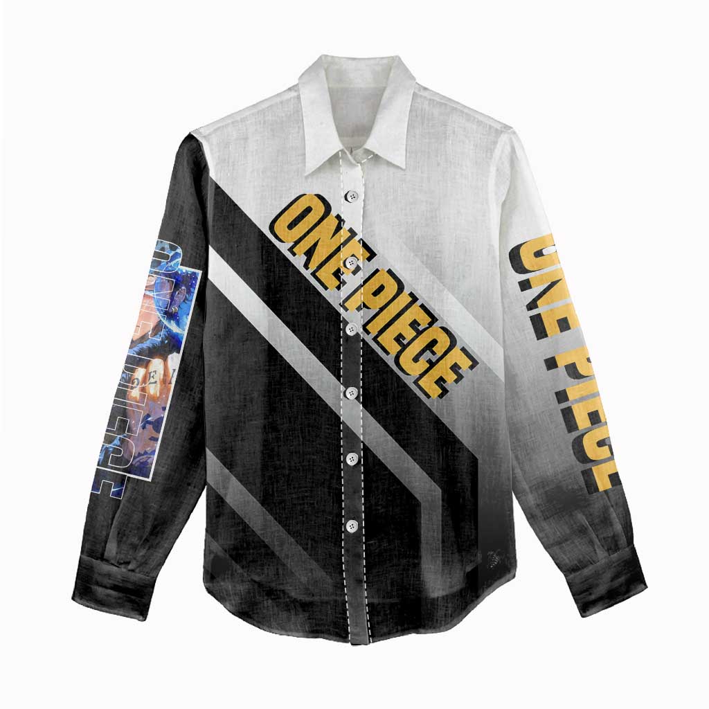 Trafalgar D. Law One Piece Women Casual Shirt with Sword and Strategic Battle Pose Design - The Mazicc