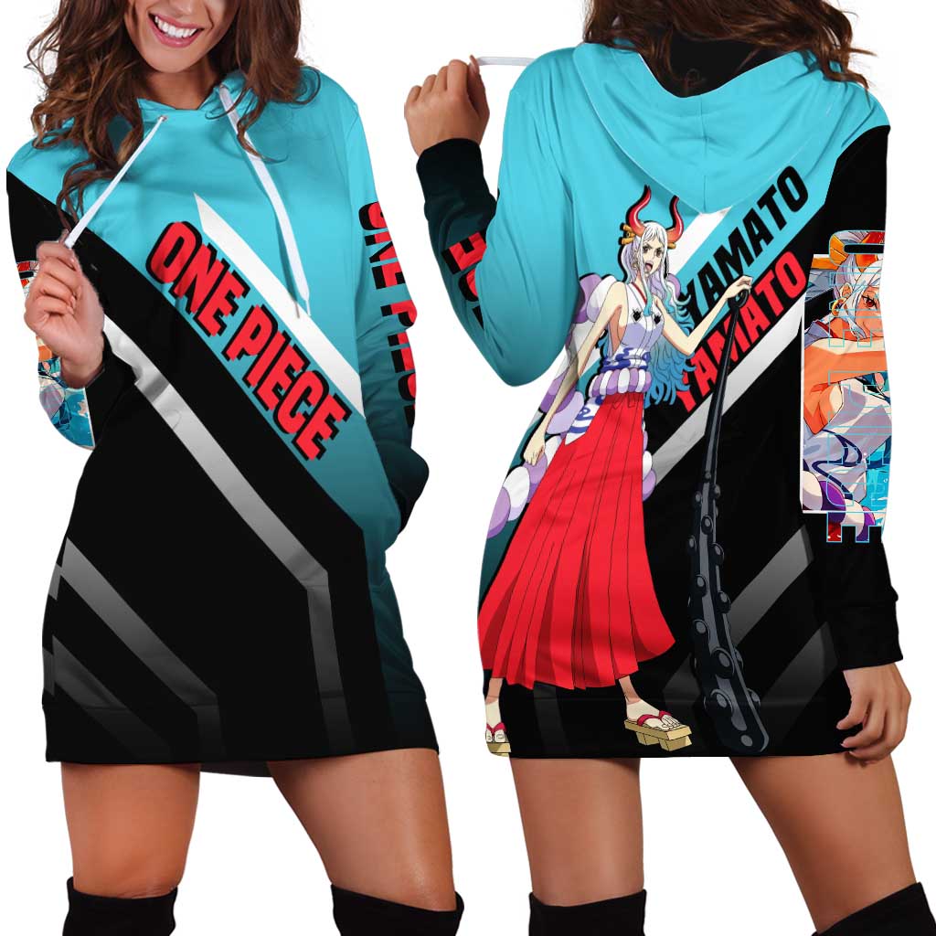 Yamato One Piece Hoodie Dress with Fierce Battle Pose and Energetic Design - The Mazicc