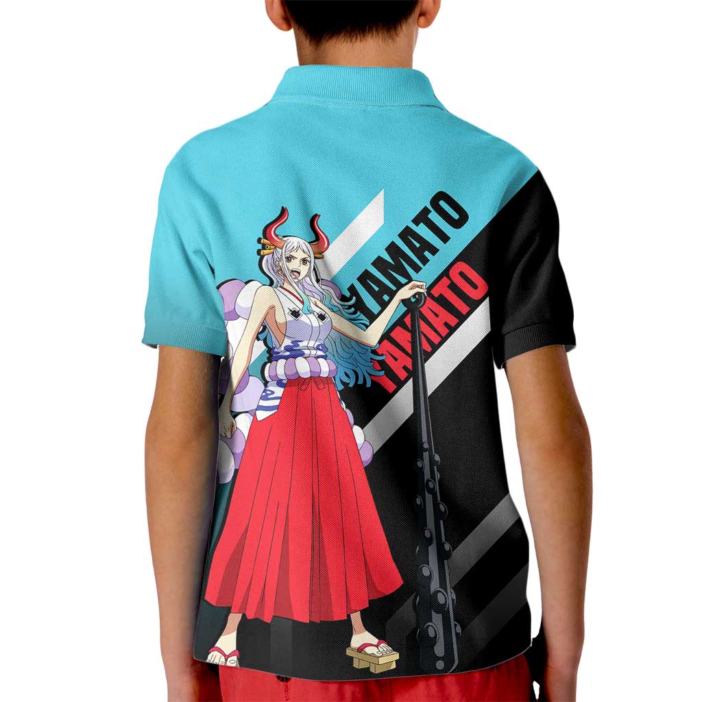 Yamato One Piece Kid Polo Shirt with Fierce Battle Pose and Energetic Design - The Mazicc