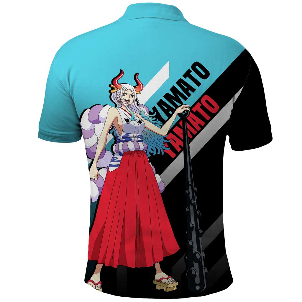 Yamato One Piece Polo Shirt with Fierce Battle Pose and Energetic Design - The Mazicc