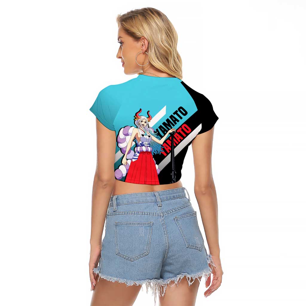 Yamato One Piece Raglan Cropped T Shirt with Fierce Battle Pose and Energetic Design - The Mazicc
