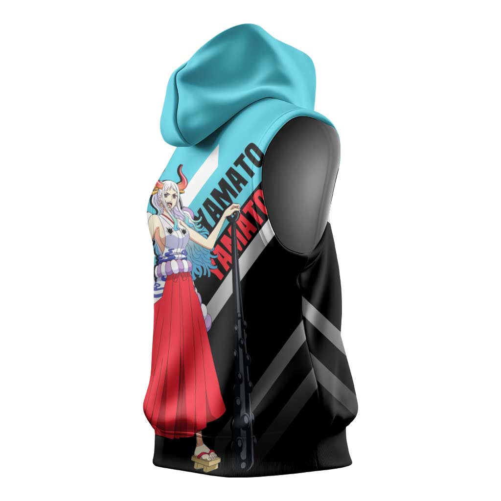 Yamato One Piece Sleeveless Hoodie with Fierce Battle Pose and Energetic Design - The Mazicc