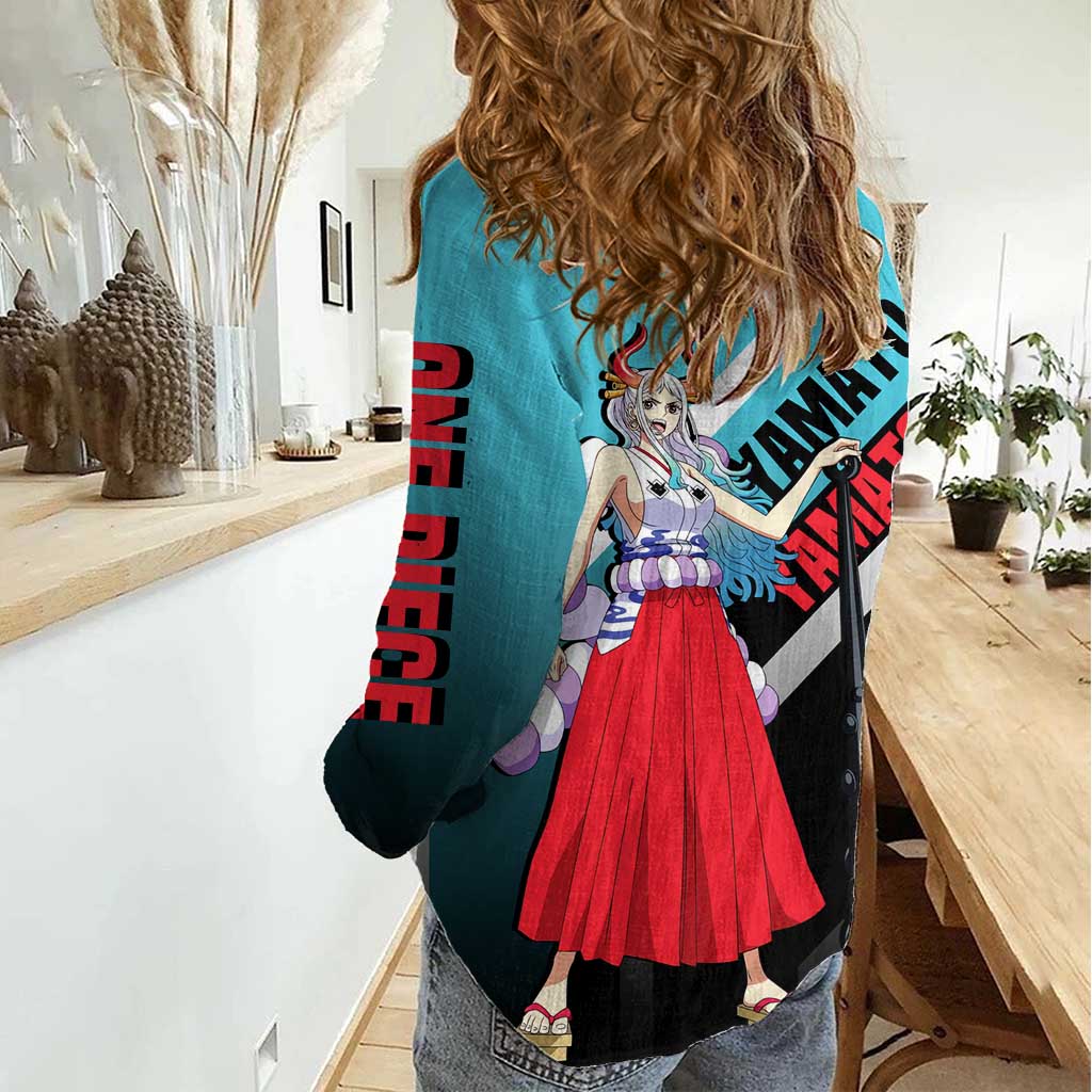 Yamato One Piece Women Casual Shirt with Fierce Battle Pose and Energetic Design - The Mazicc
