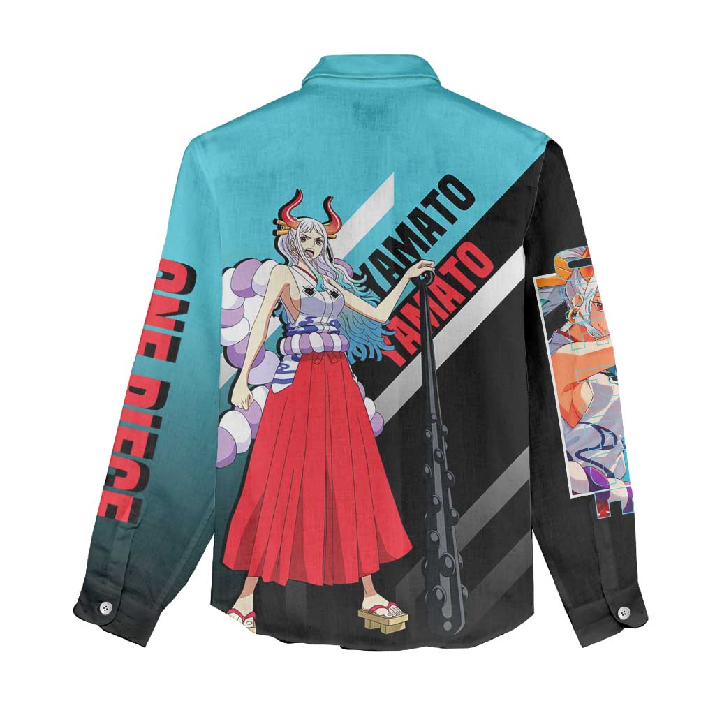 Yamato One Piece Women Casual Shirt with Fierce Battle Pose and Energetic Design - The Mazicc