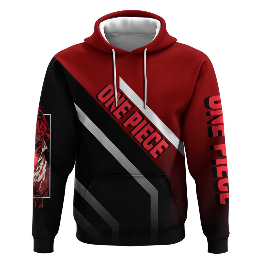 Shanks One Piece Hoodie with Red-Haired Captain Pose and Bold Pirate Design - The Mazicc