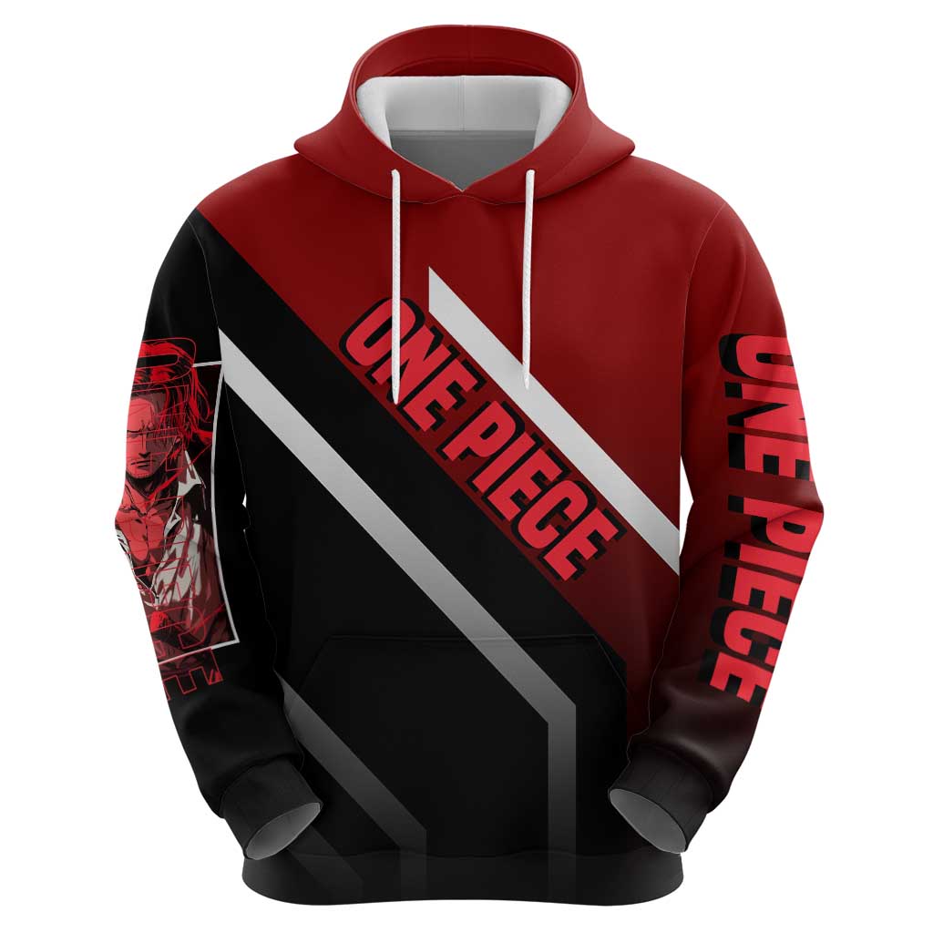 Shanks One Piece Hoodie with Red-Haired Captain Pose and Bold Pirate Design - The Mazicc