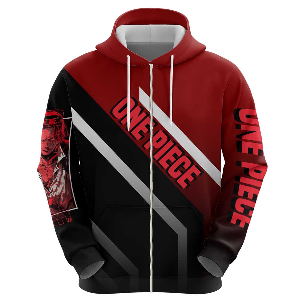 Shanks One Piece Hoodie with Red-Haired Captain Pose and Bold Pirate Design - The Mazicc
