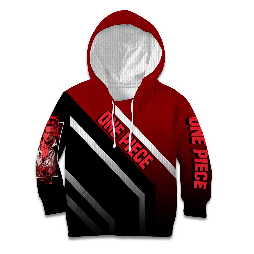 Shanks One Piece Kid Hoodie with Red-Haired Captain Pose and Bold Pirate Design - The Mazicc