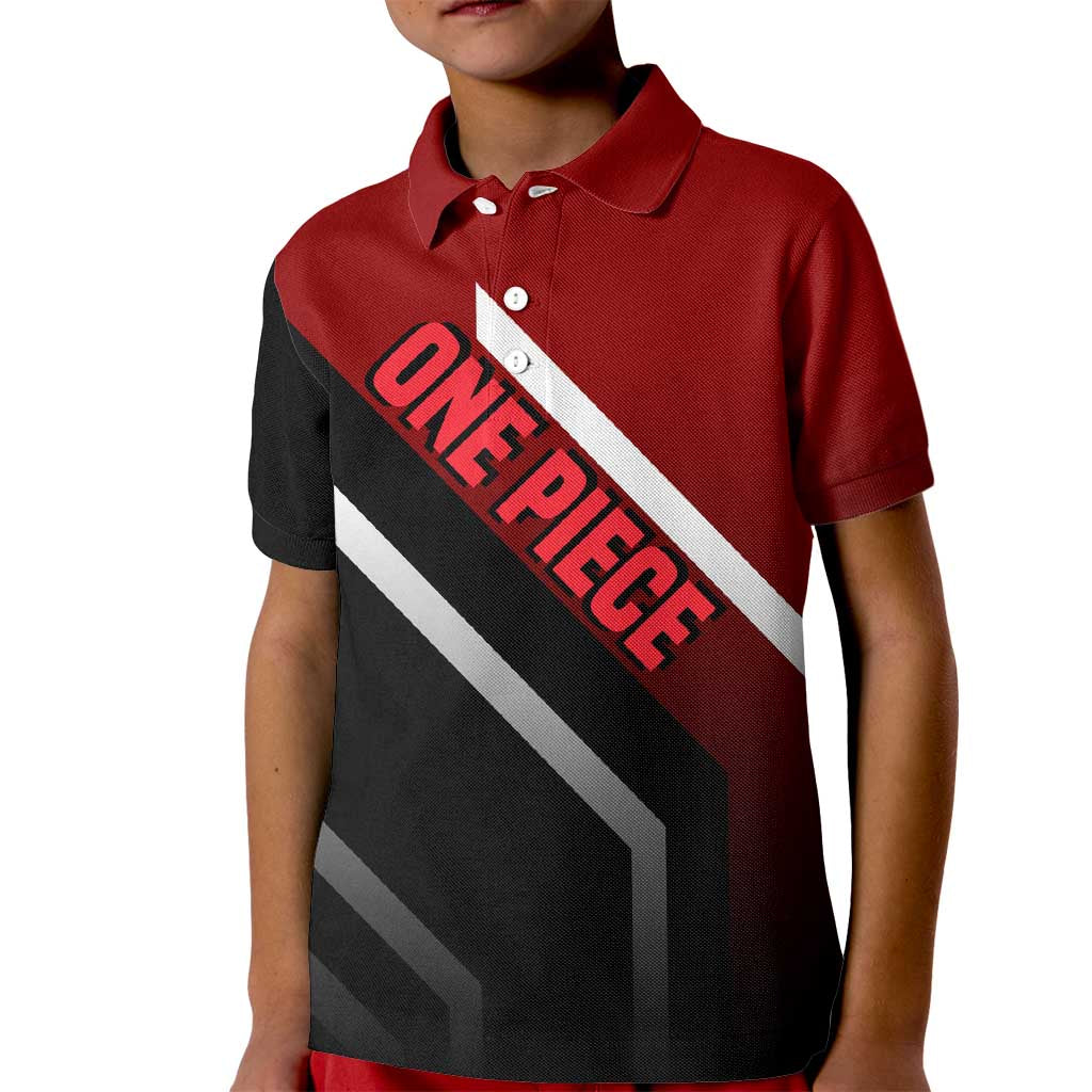 Shanks One Piece Kid Polo Shirt with Red-Haired Captain Pose and Bold Pirate Design - The Mazicc