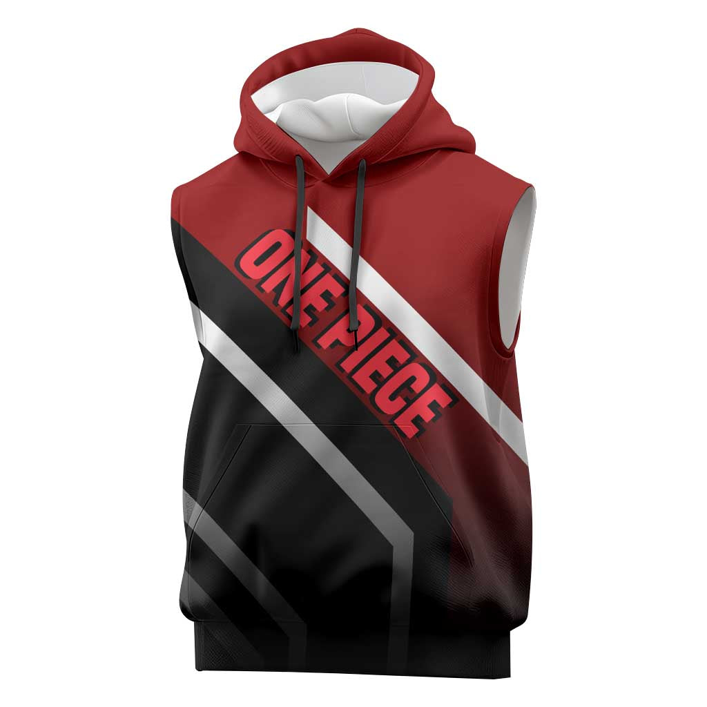 Shanks One Piece Sleeveless Hoodie with Red-Haired Captain Pose and Bold Pirate Design - The Mazicc
