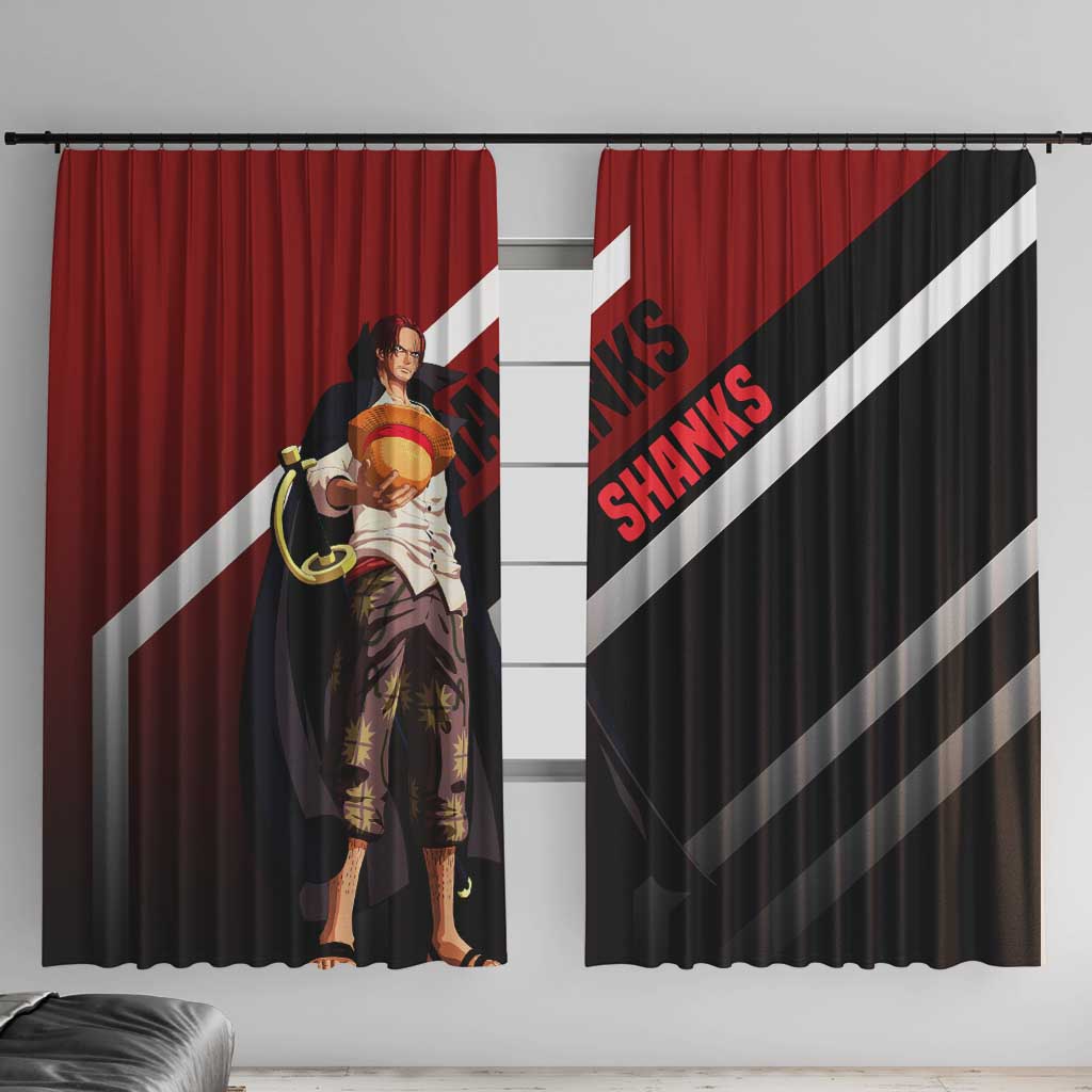 Shanks One Piece Window Curtain with Red-Haired Captain Pose and Bold Pirate Design - The Mazicc