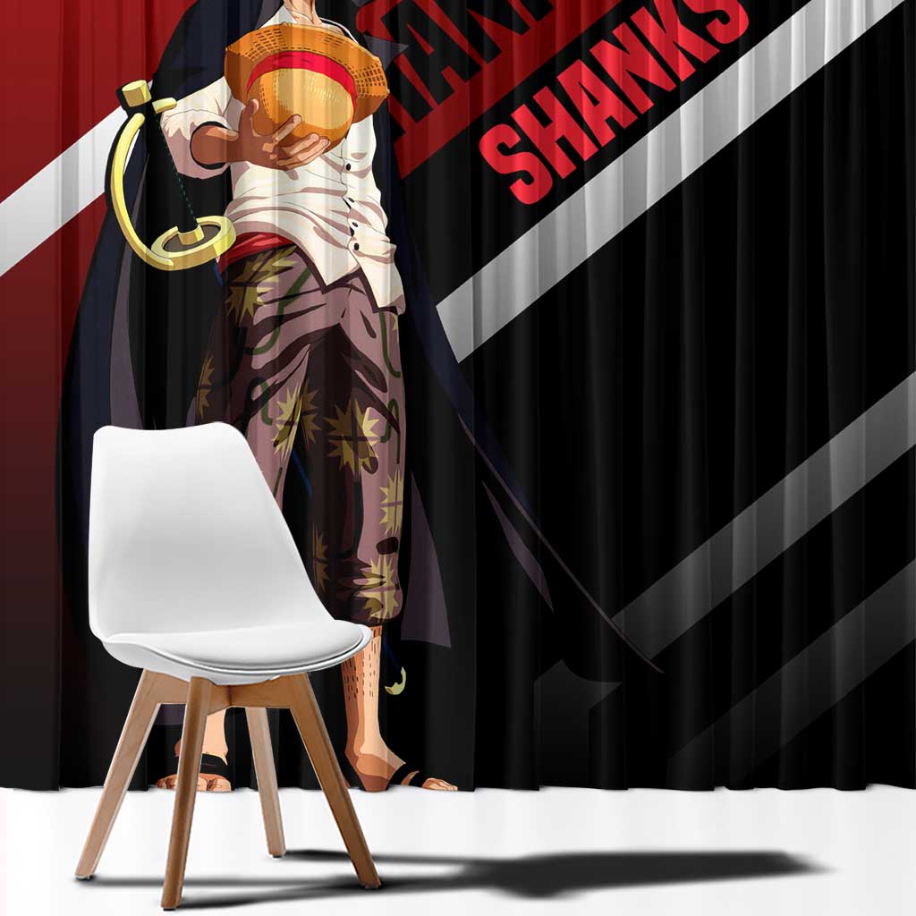 Shanks One Piece Window Curtain with Red-Haired Captain Pose and Bold Pirate Design - The Mazicc