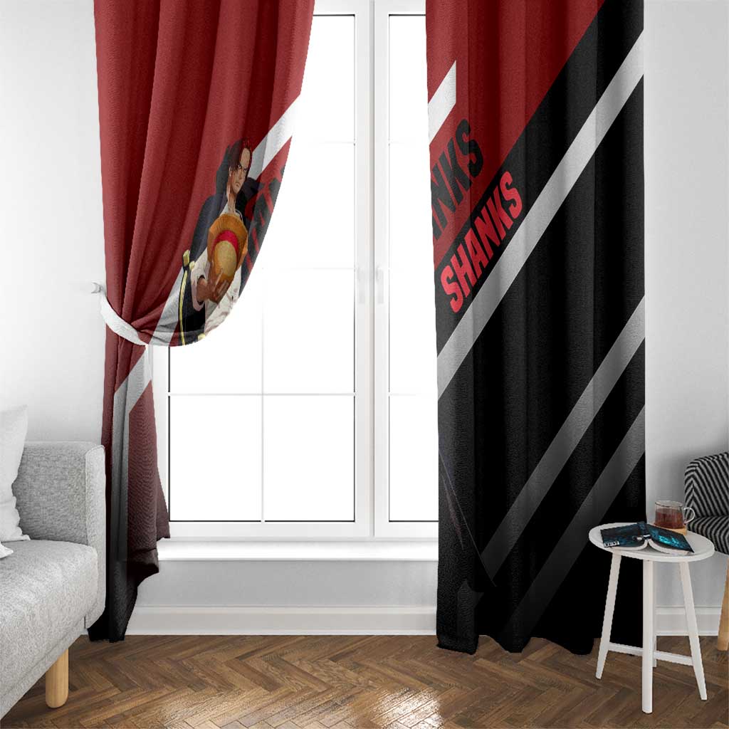 Shanks One Piece Window Curtain with Red-Haired Captain Pose and Bold Pirate Design - The Mazicc