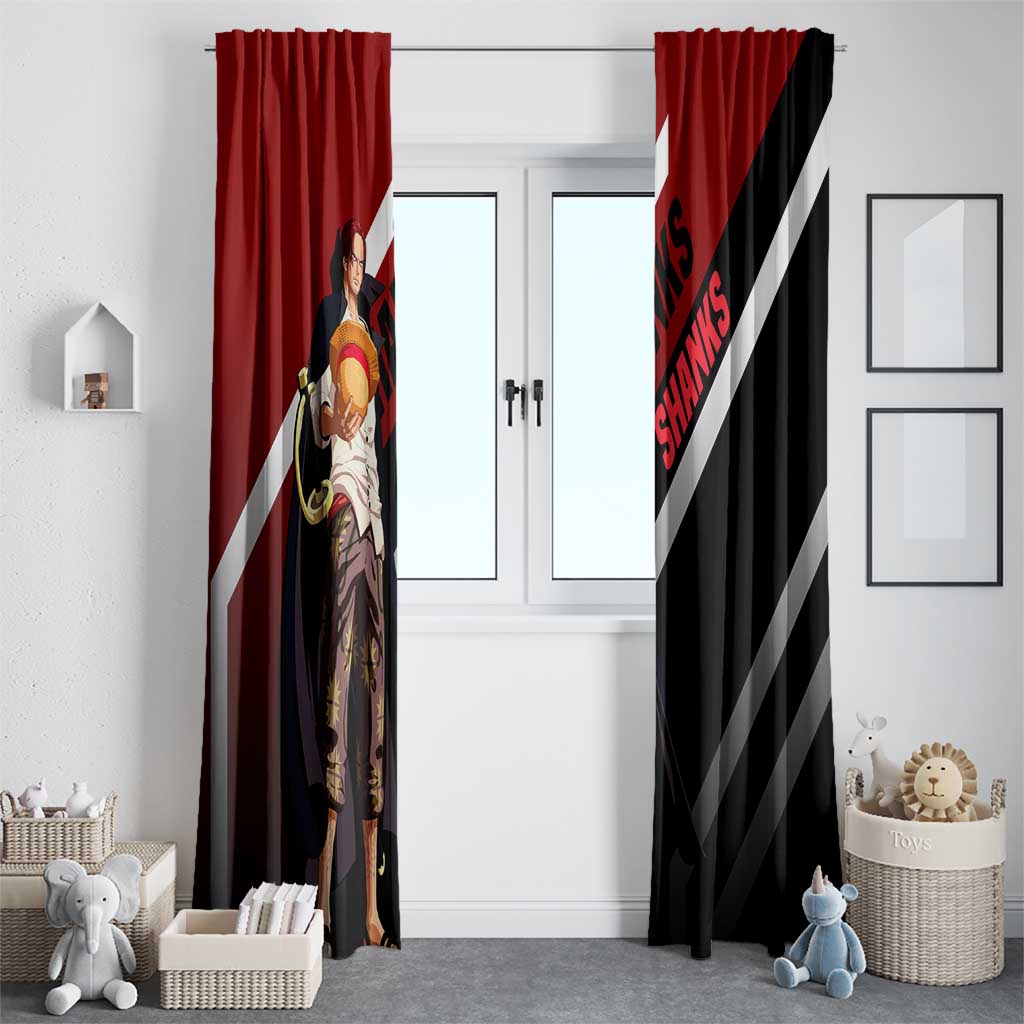 Shanks One Piece Window Curtain with Red-Haired Captain Pose and Bold Pirate Design - The Mazicc