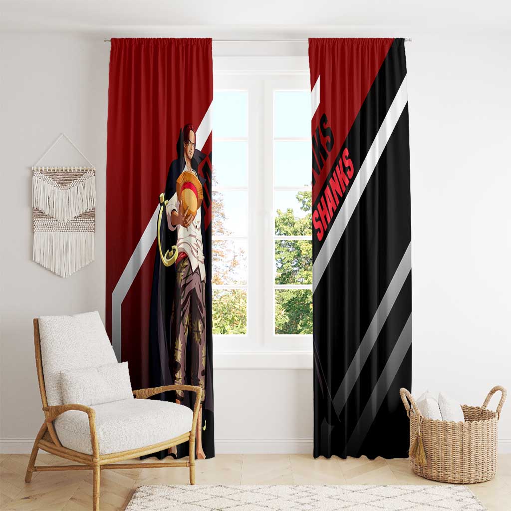 Shanks One Piece Window Curtain with Red-Haired Captain Pose and Bold Pirate Design - The Mazicc