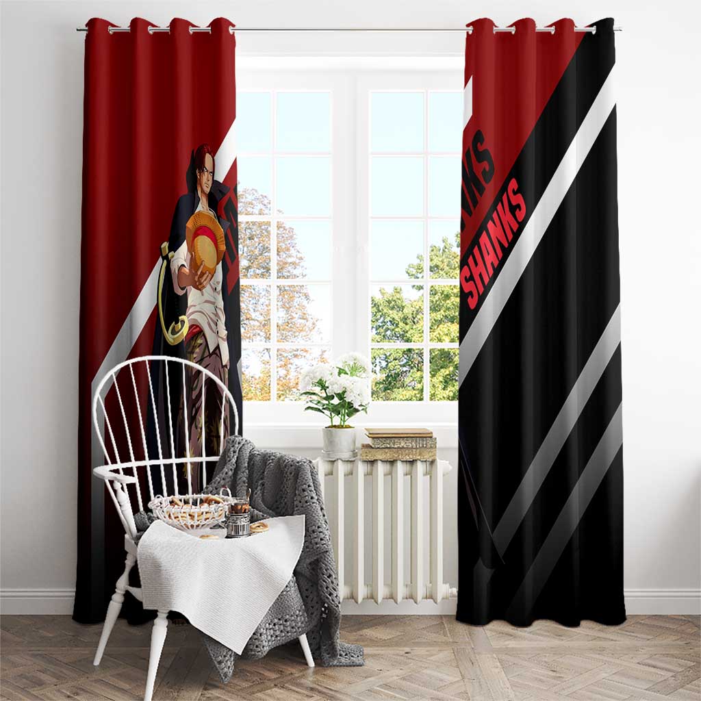 Shanks One Piece Window Curtain with Red-Haired Captain Pose and Bold Pirate Design - The Mazicc