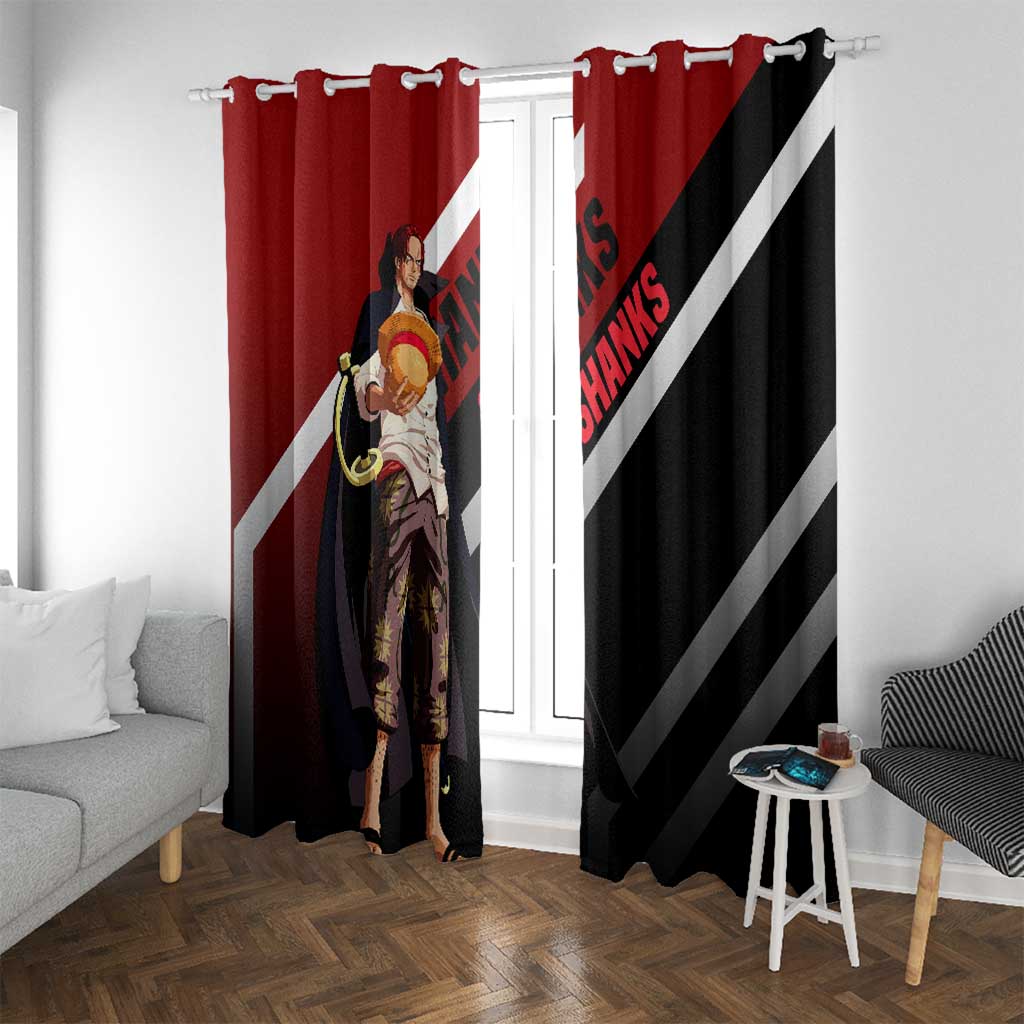 Shanks One Piece Window Curtain with Red-Haired Captain Pose and Bold Pirate Design - The Mazicc