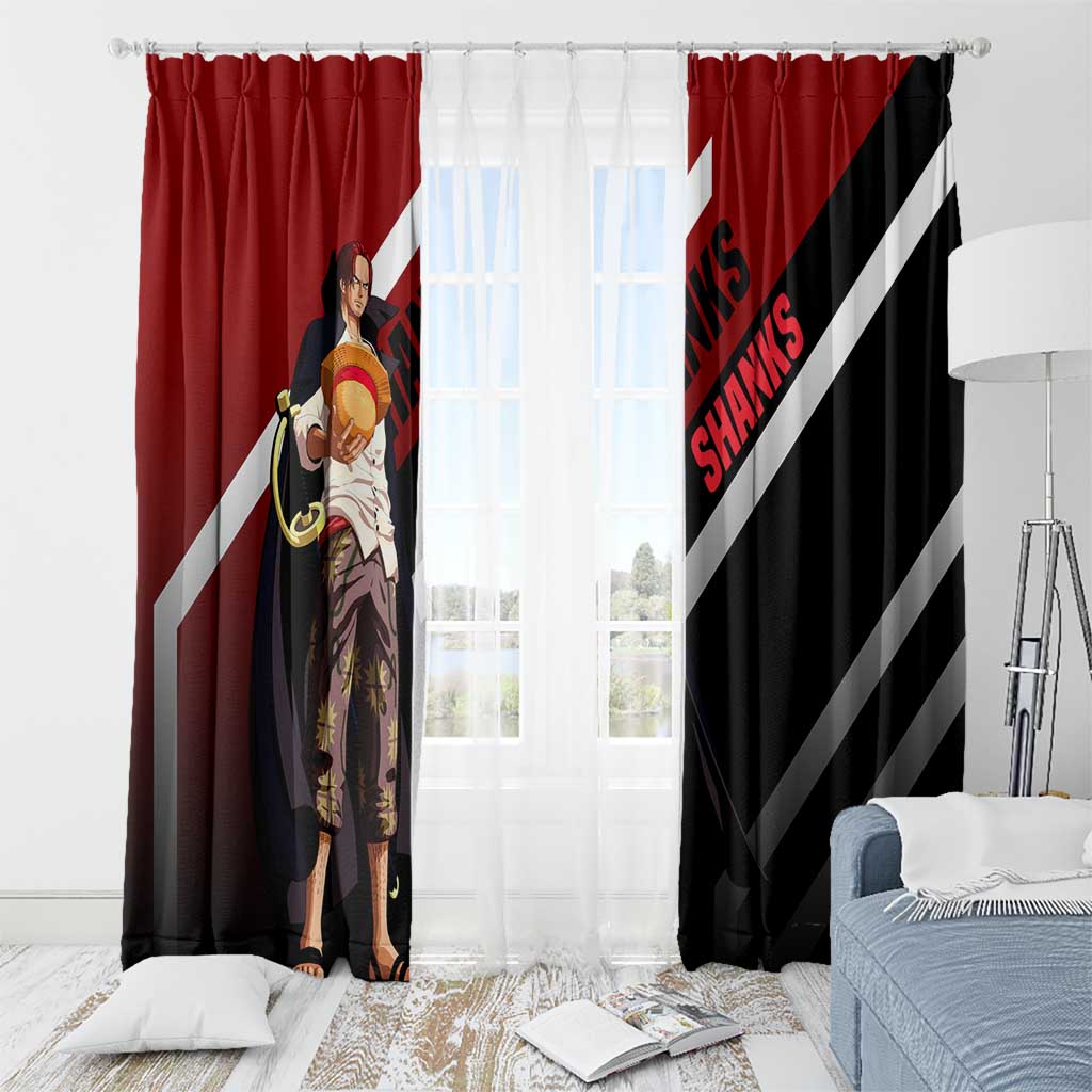 Shanks One Piece Window Curtain with Red-Haired Captain Pose and Bold Pirate Design - The Mazicc