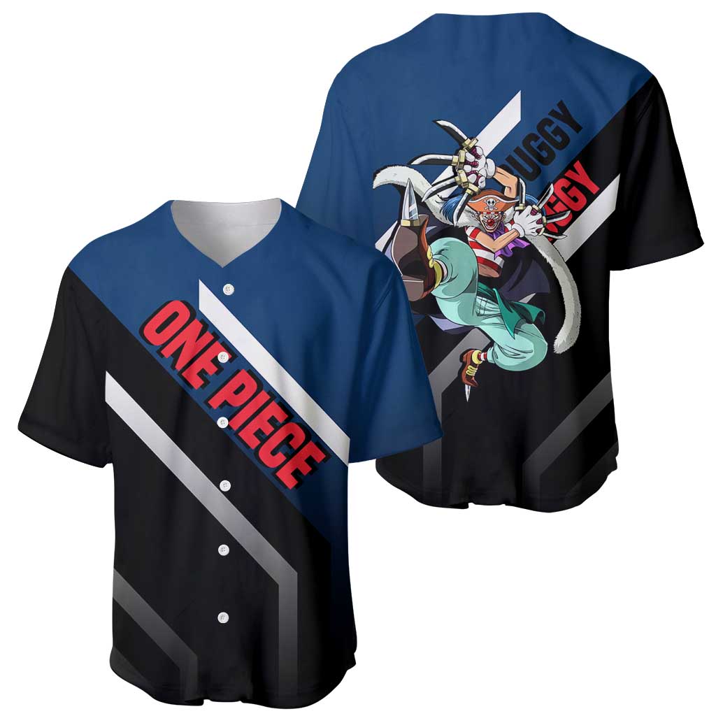 Buggy One Piece Baseball Jersey with Clown Pirate Pose and Colorful Bold Design - The Mazicc