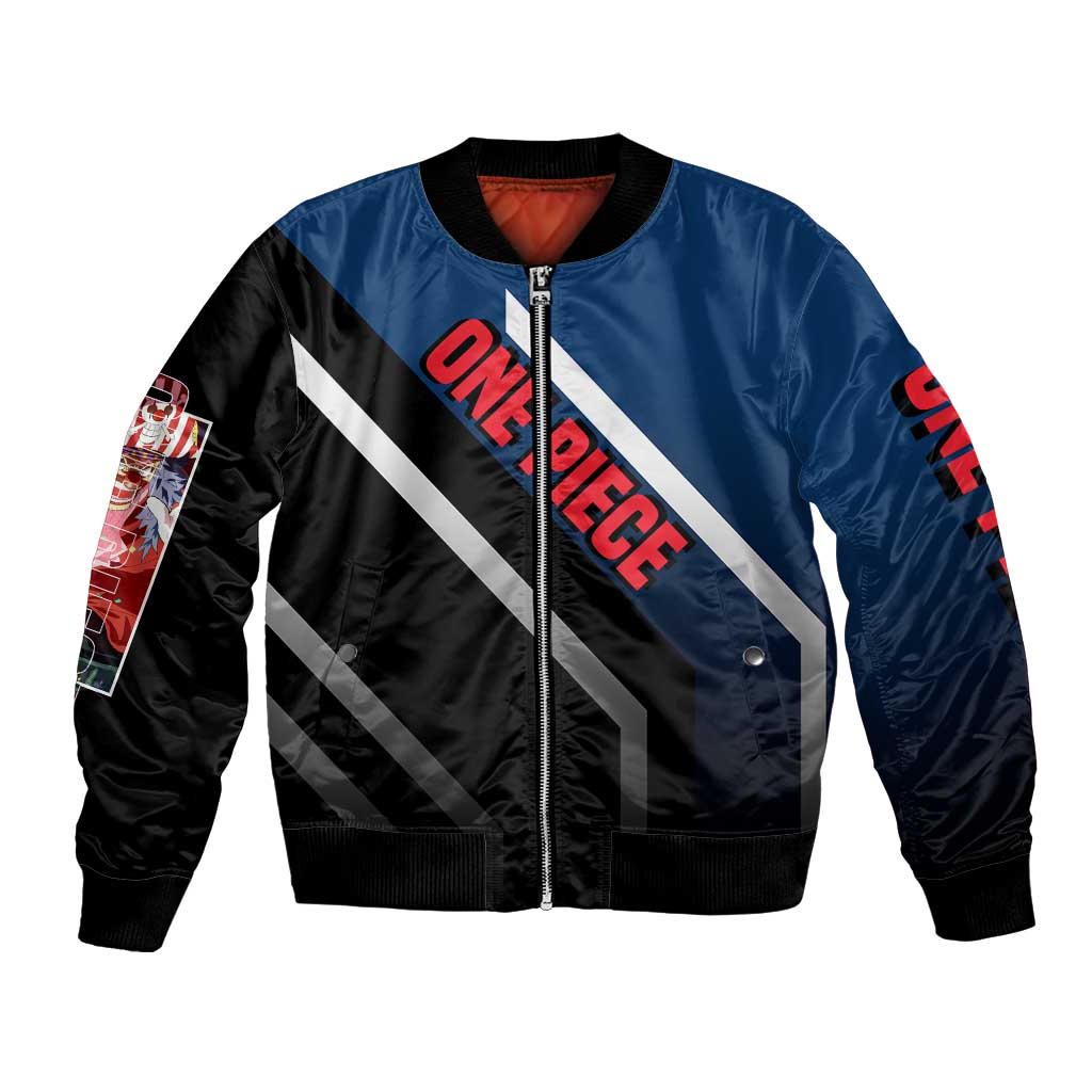 Buggy One Piece Bomber Jacket with Clown Pirate Pose and Colorful Bold Design - The Mazicc