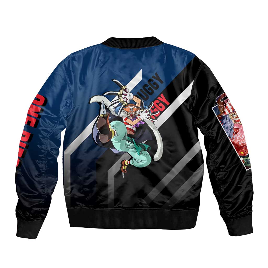 Buggy One Piece Bomber Jacket with Clown Pirate Pose and Colorful Bold Design - The Mazicc
