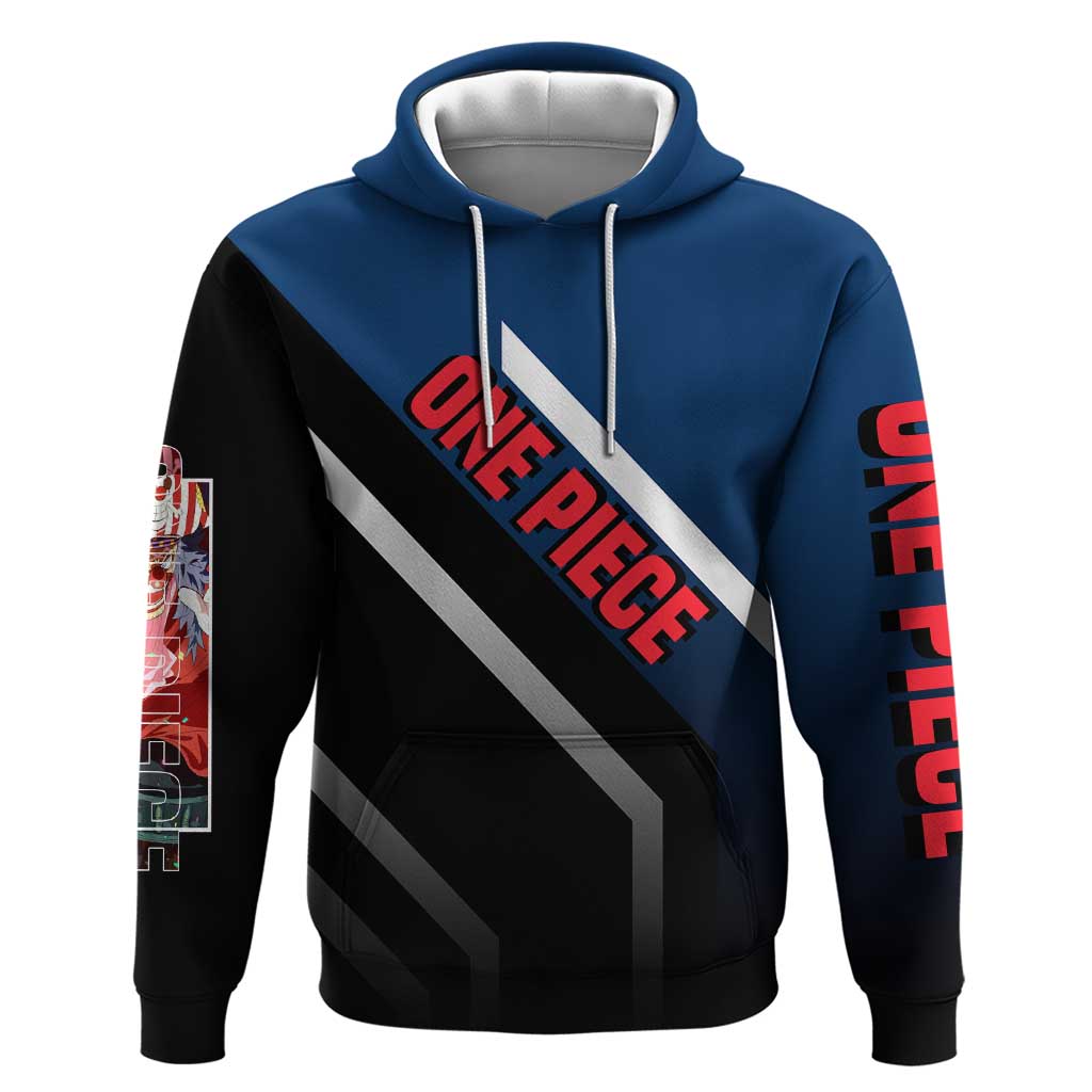 Buggy One Piece Hoodie with Clown Pirate Pose and Colorful Bold Design - The Mazicc