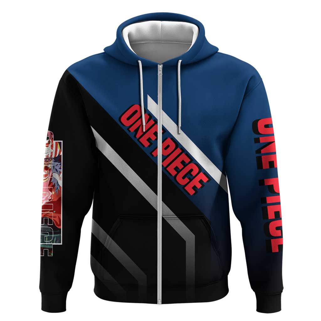 Buggy One Piece Hoodie with Clown Pirate Pose and Colorful Bold Design - The Mazicc
