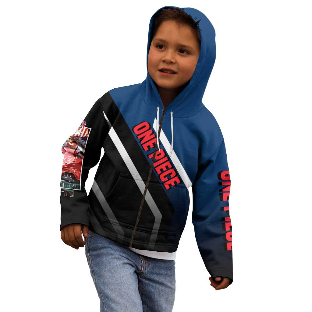 Buggy One Piece Kid Hoodie with Clown Pirate Pose and Colorful Bold Design - The Mazicc
