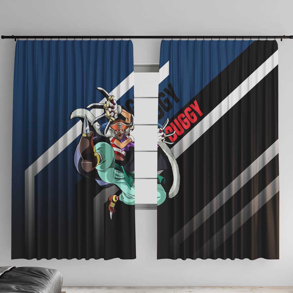Buggy One Piece Window Curtain with Clown Pirate Pose and Colorful Bold Design - The Mazicc