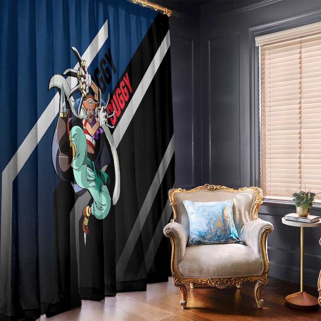 Buggy One Piece Window Curtain with Clown Pirate Pose and Colorful Bold Design - The Mazicc