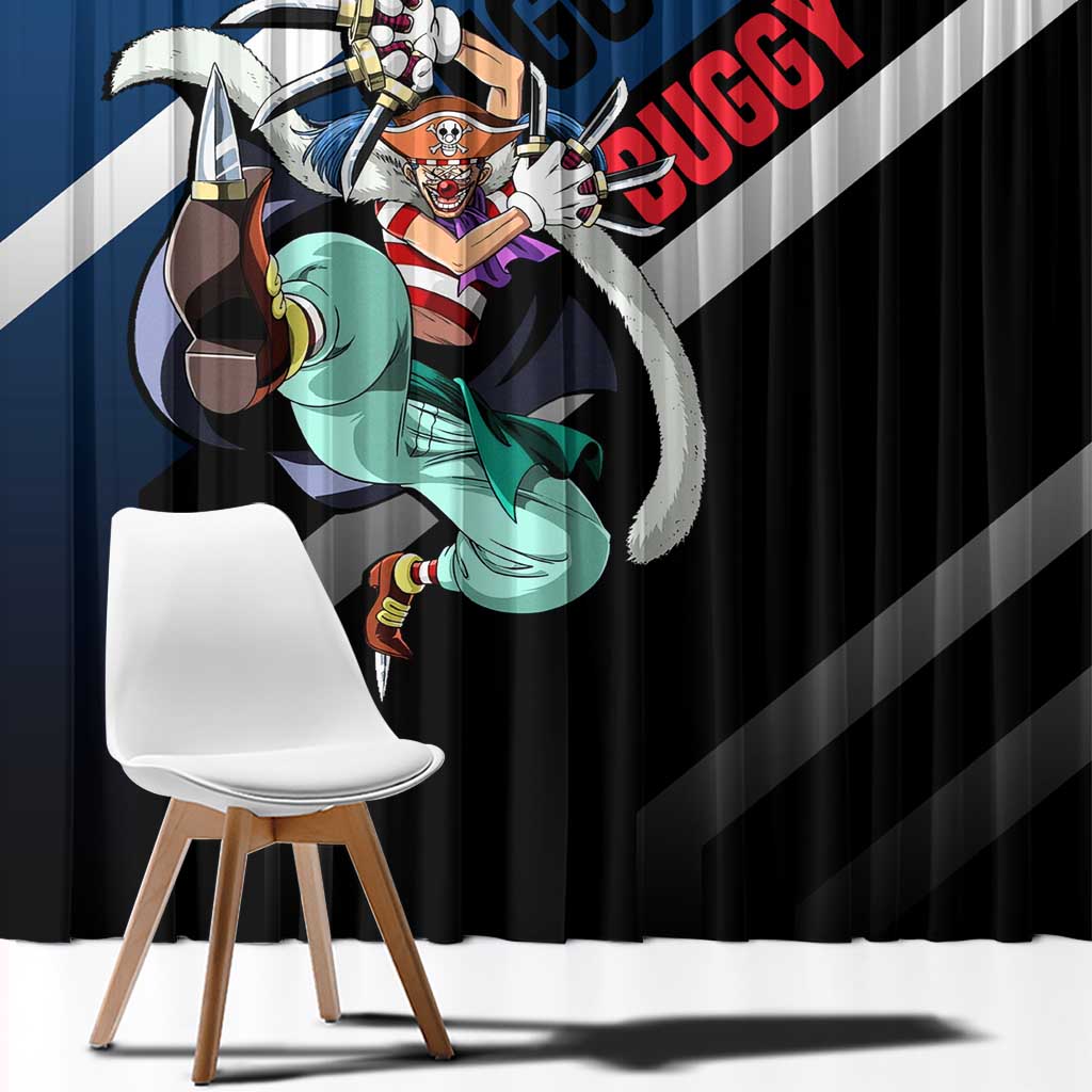 Buggy One Piece Window Curtain with Clown Pirate Pose and Colorful Bold Design - The Mazicc
