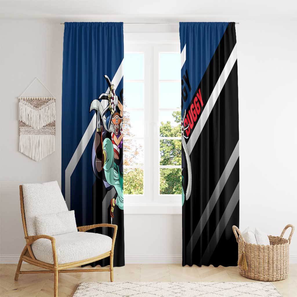Buggy One Piece Window Curtain with Clown Pirate Pose and Colorful Bold Design - The Mazicc