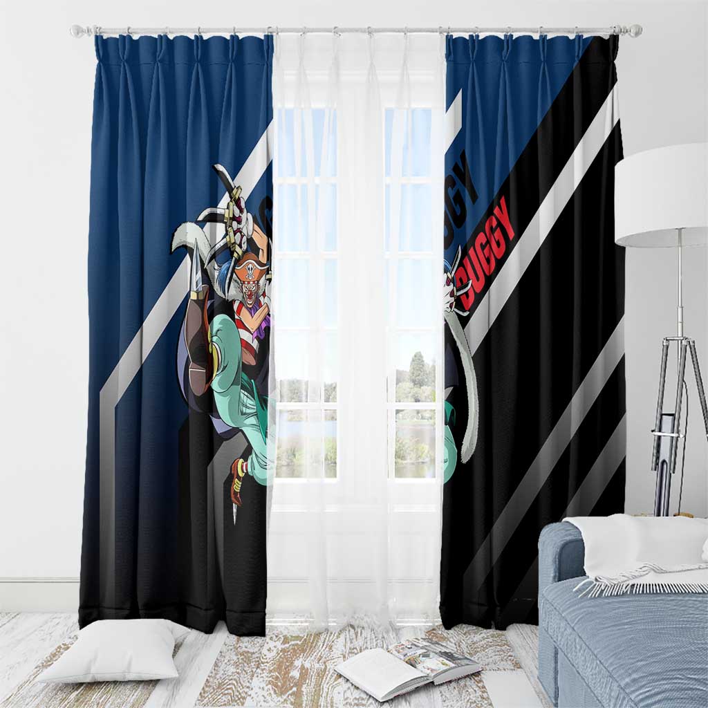 Buggy One Piece Window Curtain with Clown Pirate Pose and Colorful Bold Design - The Mazicc