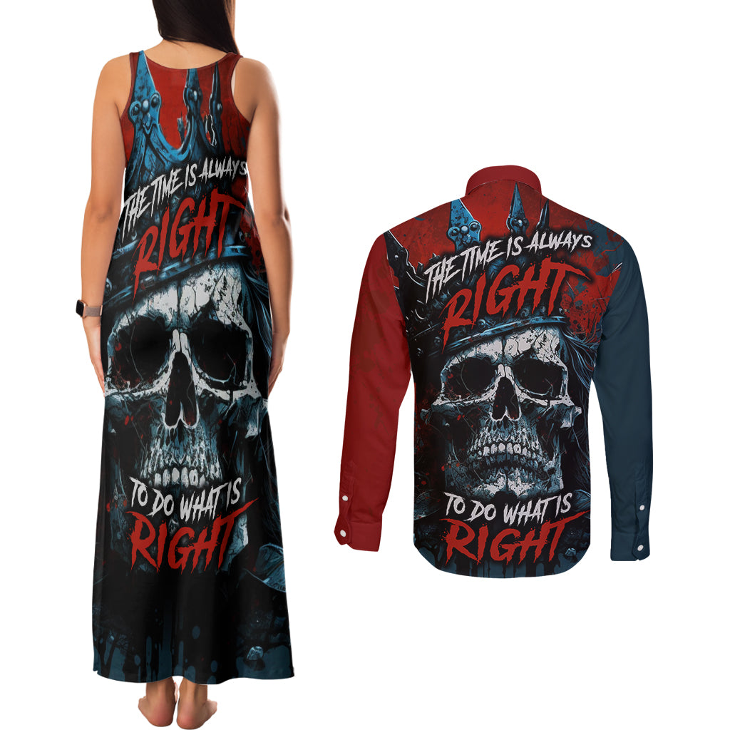 skull-king-couples-matching-tank-maxi-dress-and-long-sleeve-button-shirts-the-time-is-always-right-to-do-what-is-right