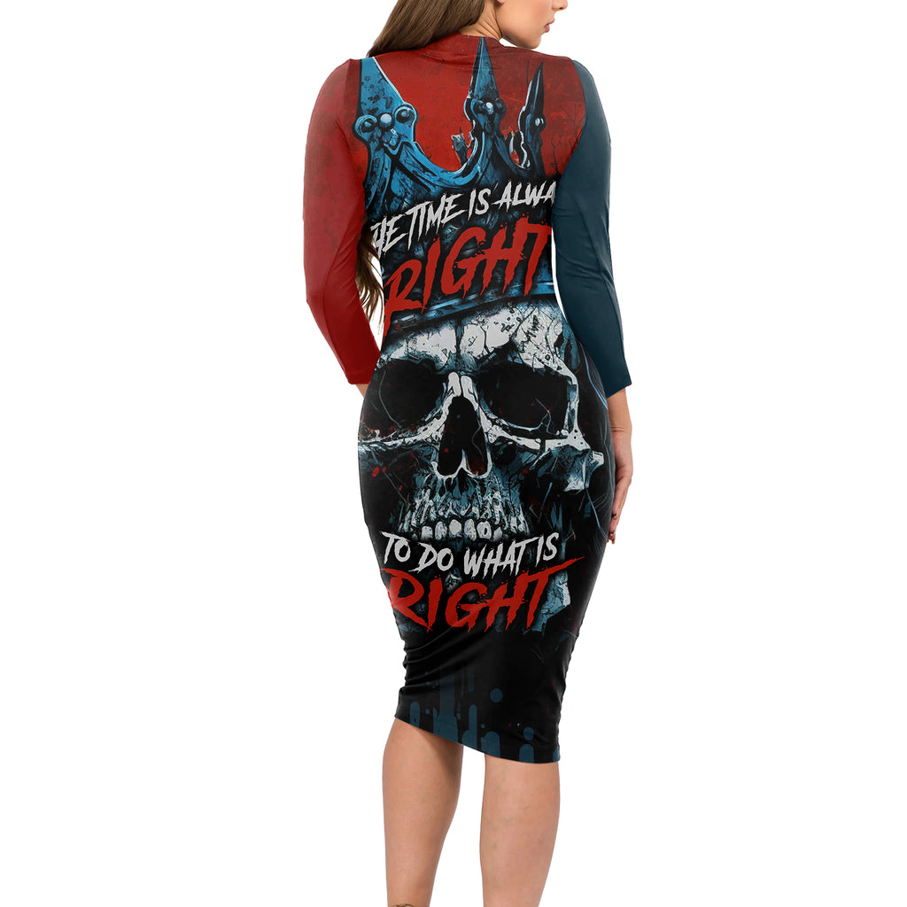 skull-king-long-sleeve-bodycon-dress-the-time-is-always-right-to-do-what-is-right