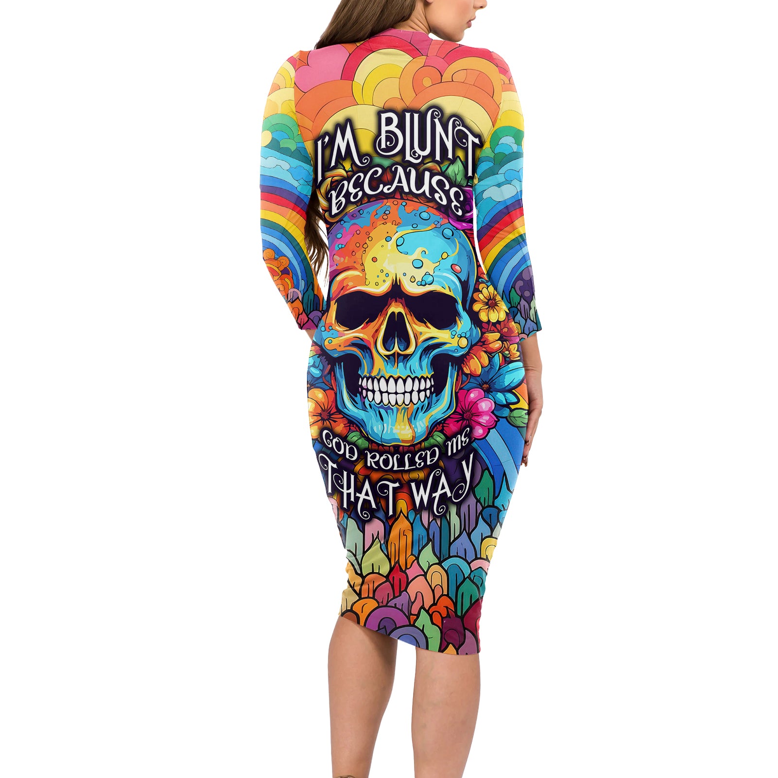 floral-skull-long-sleeve-bodycon-dress-im-blunt-because-god-rolled-me-that-way