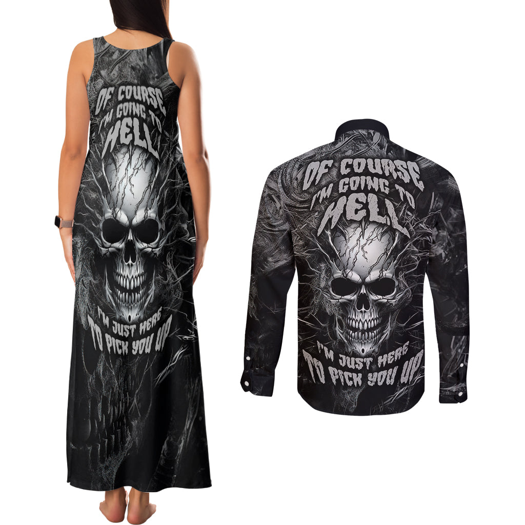 horror-skull-couples-matching-tank-maxi-dress-and-long-sleeve-button-shirts-of-course-im-going-to-hell-im-just-here-to-pick-you-up