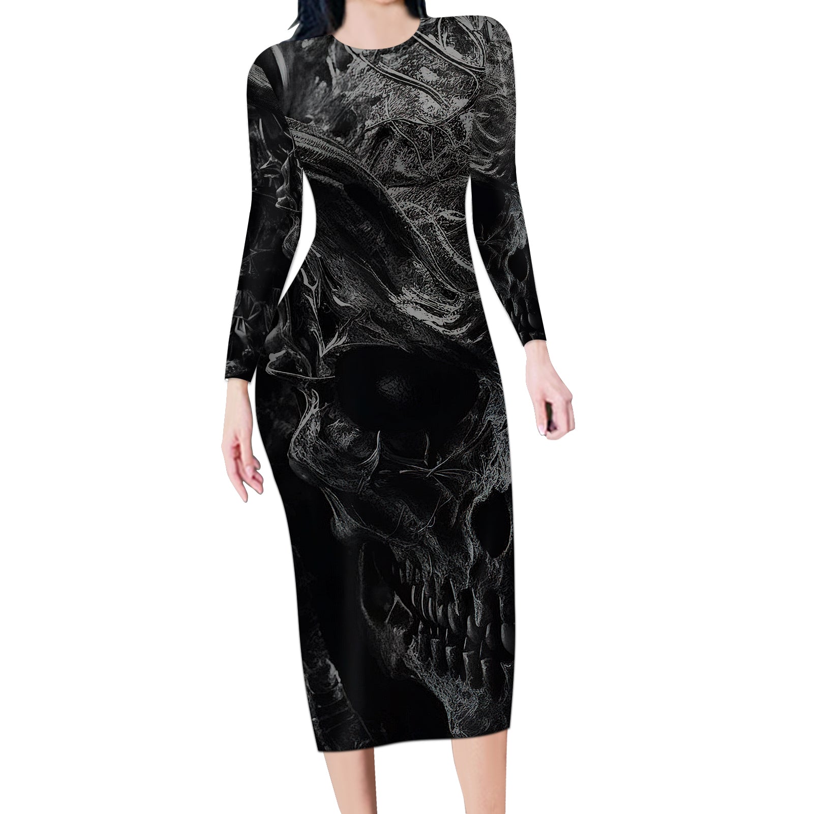horror-skull-long-sleeve-bodycon-dress-of-course-im-going-to-hell-im-just-here-to-pick-you-up