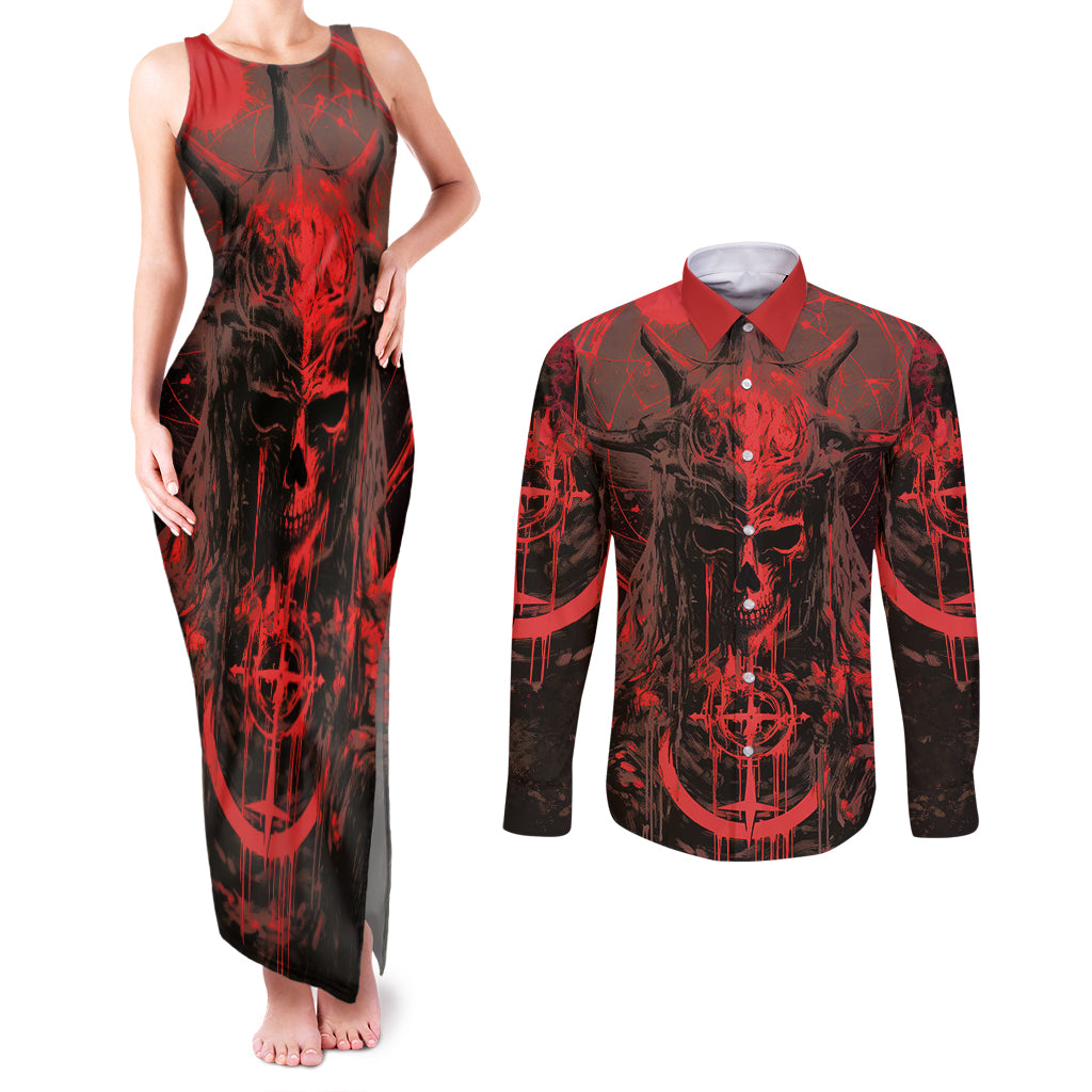 demon-skull-couples-matching-tank-maxi-dress-and-long-sleeve-button-shirts-welcome-to-hell