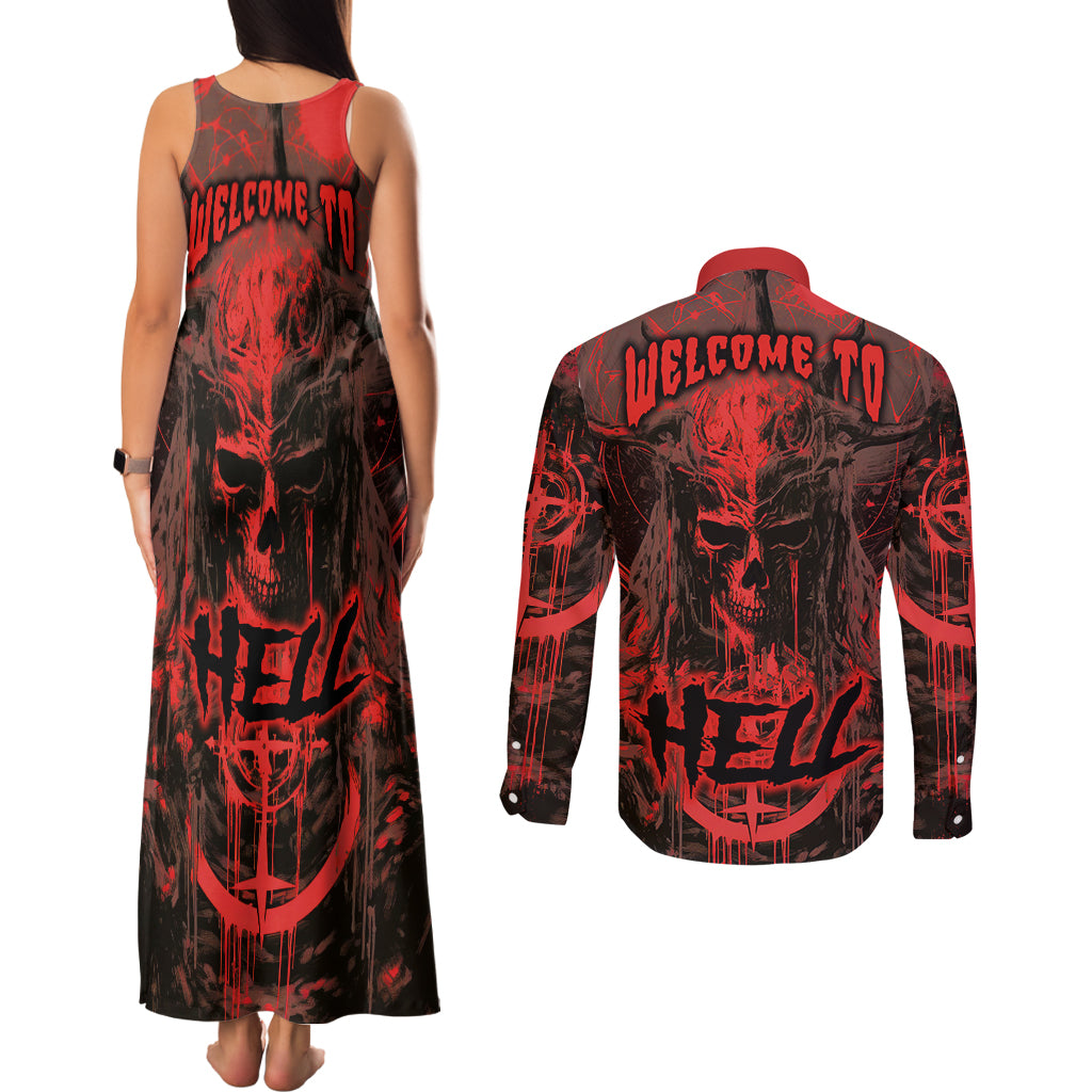 demon-skull-couples-matching-tank-maxi-dress-and-long-sleeve-button-shirts-welcome-to-hell