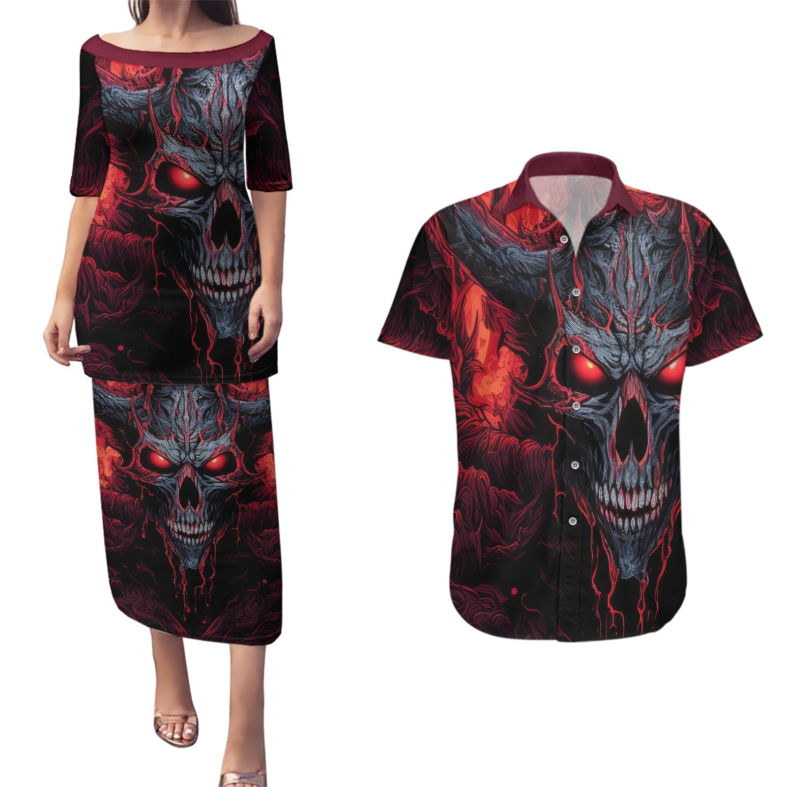 demon-skull-couples-matching-puletasi-dress-and-hawaiian-shirt-you-better-pray-i-dont-get-up
