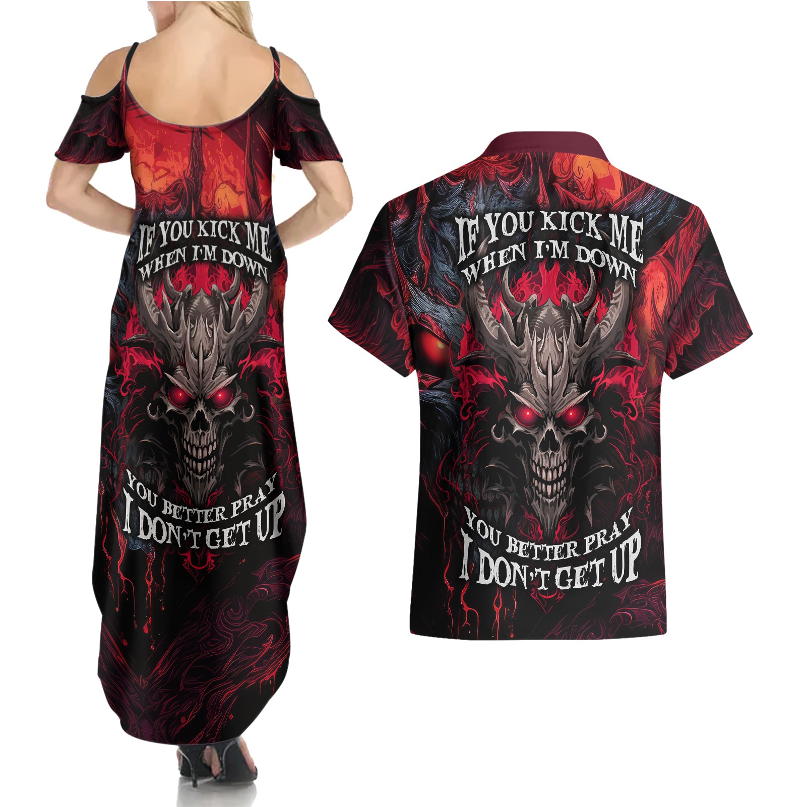 demon-skull-couples-matching-summer-maxi-dress-and-hawaiian-shirt-you-better-pray-i-dont-get-up