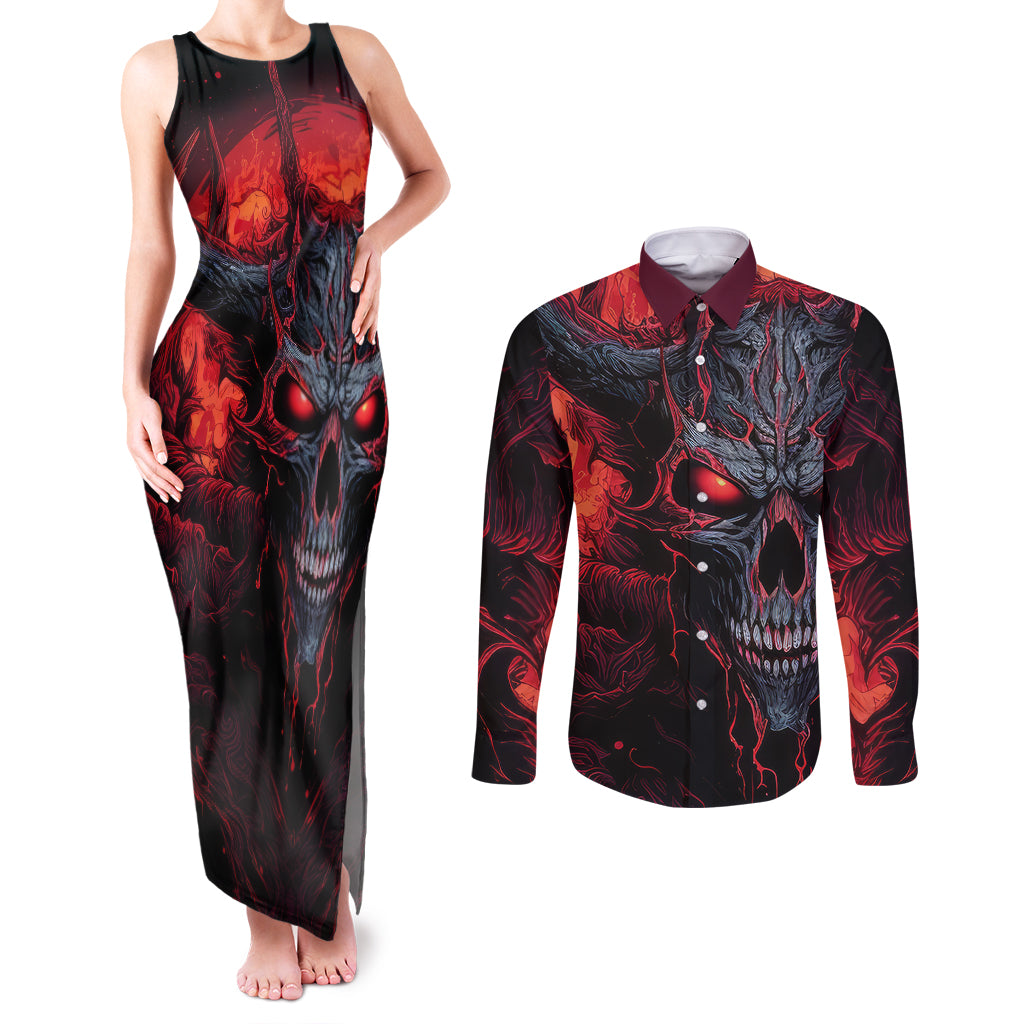 demon-skull-couples-matching-tank-maxi-dress-and-long-sleeve-button-shirts-you-better-pray-i-dont-get-up