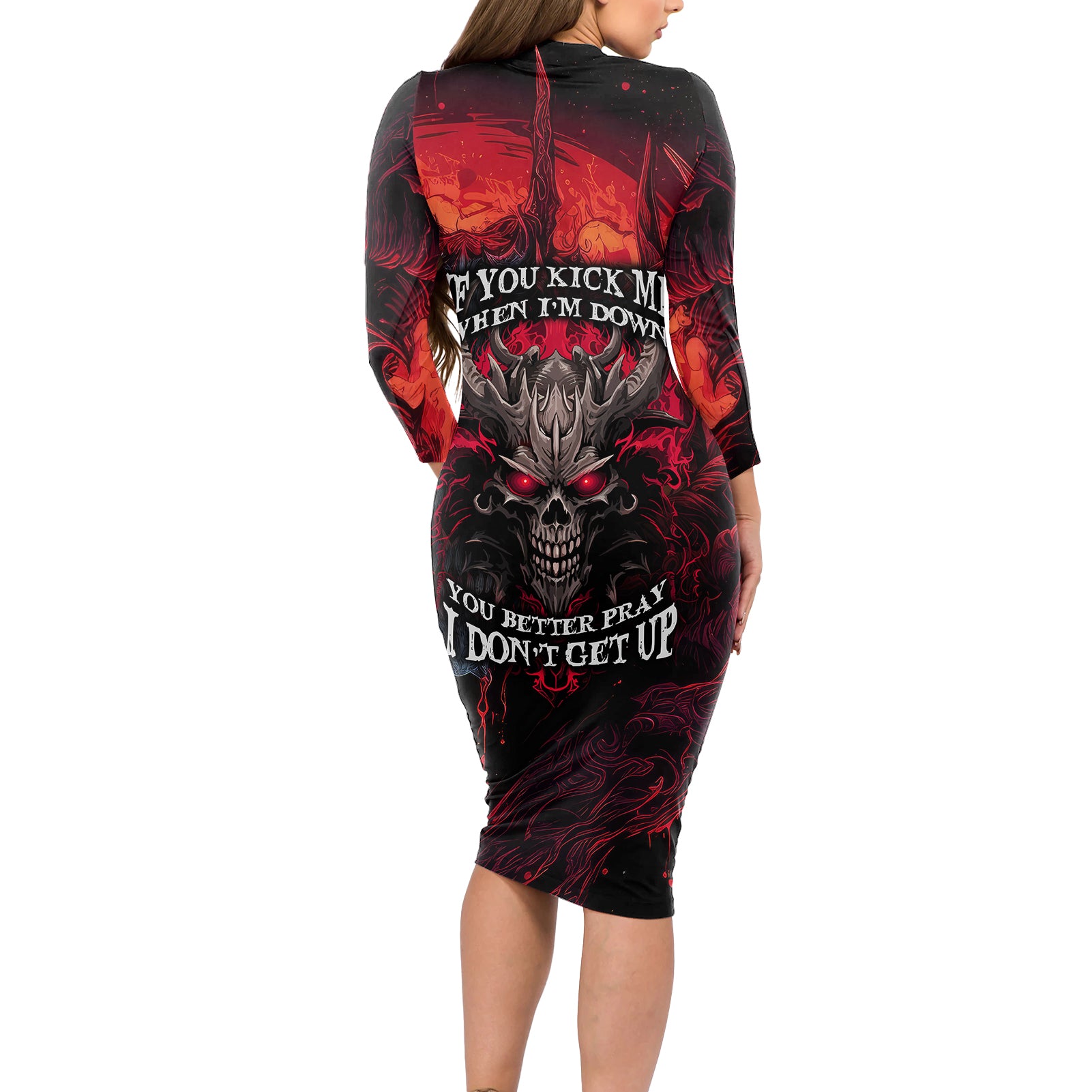 demon-skull-long-sleeve-bodycon-dress-you-better-pray-i-dont-get-up