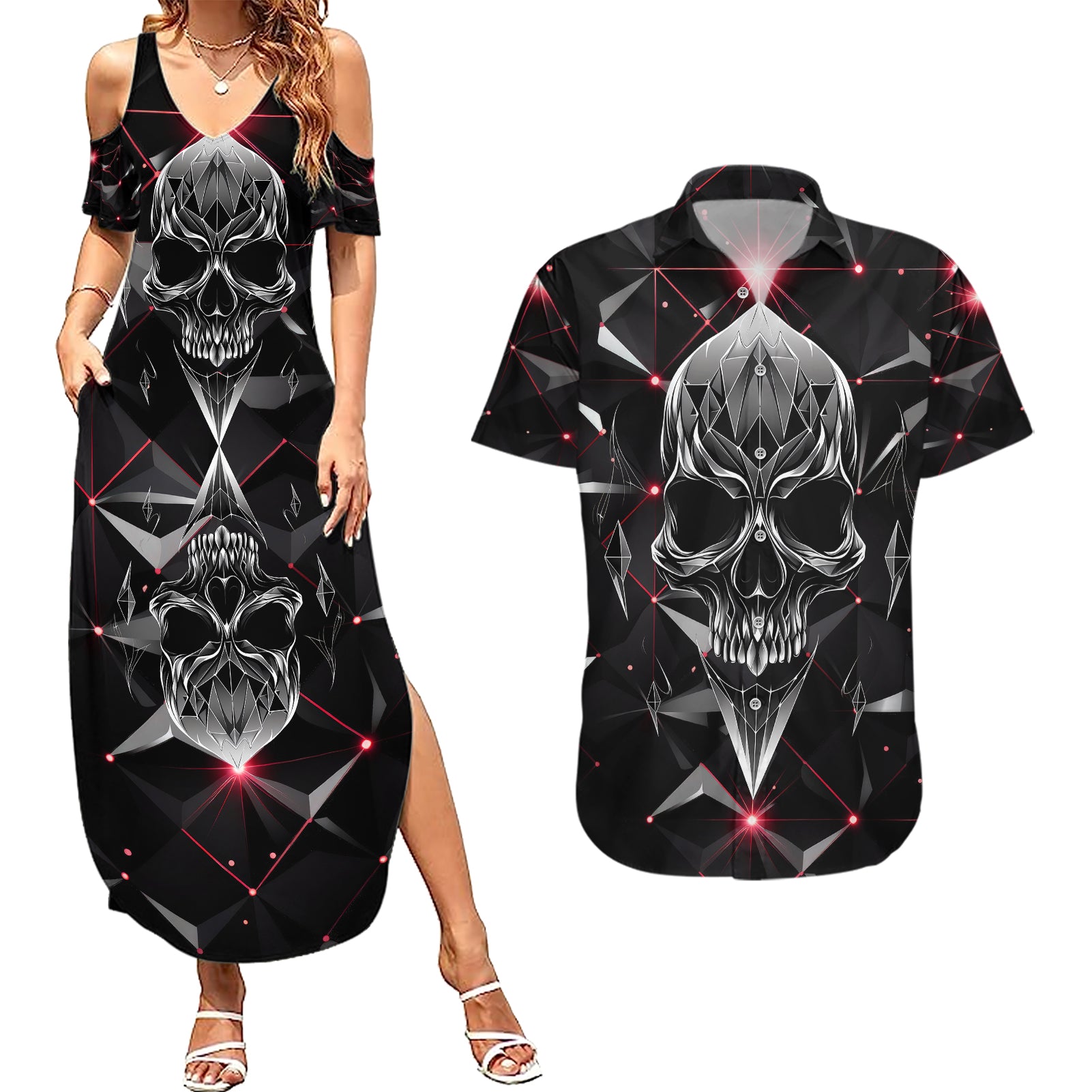 diamond-skull-couples-matching-summer-maxi-dress-and-hawaiian-shirt-shine-bright-like-diamond