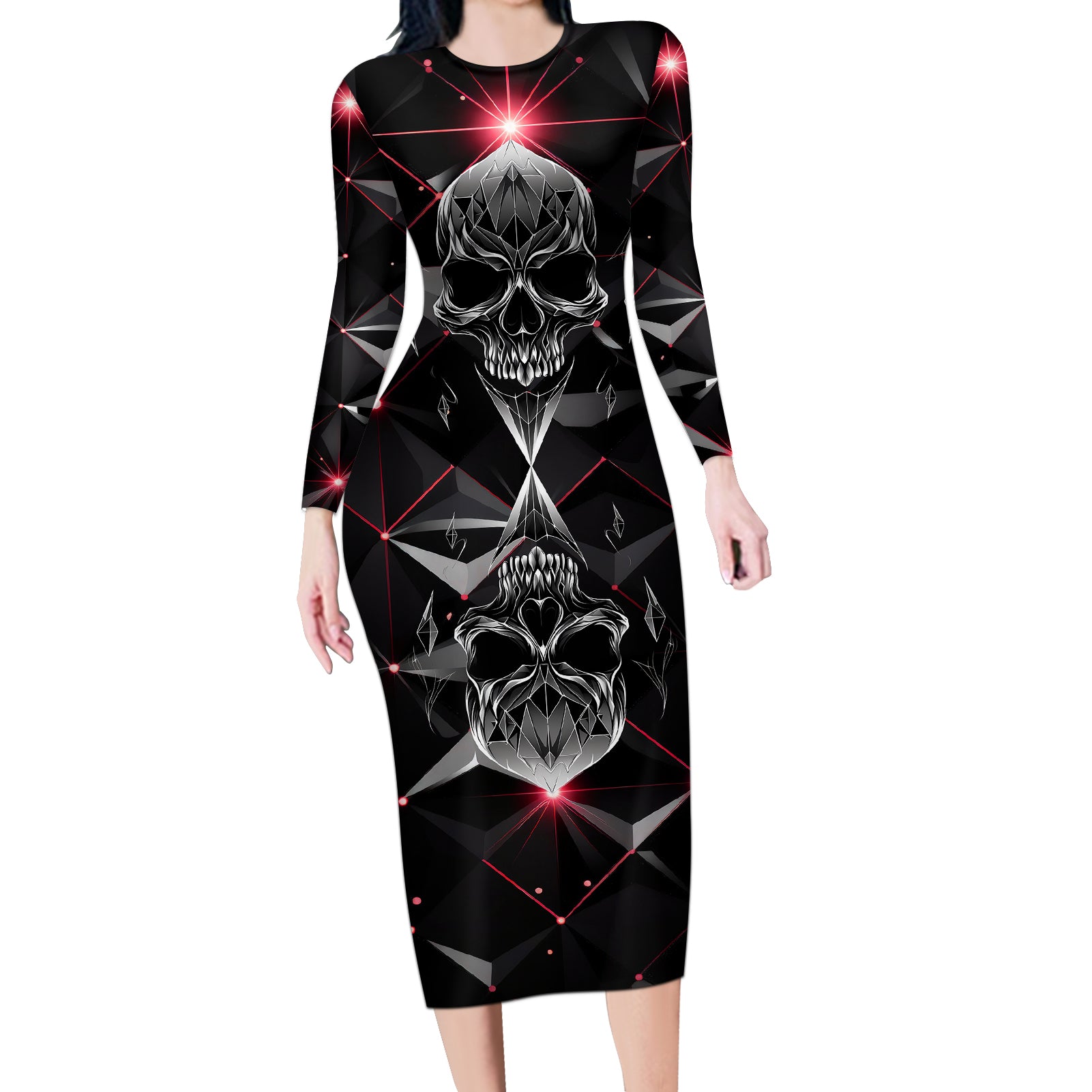 diamond-skull-long-sleeve-bodycon-dress-shine-bright-like-diamond
