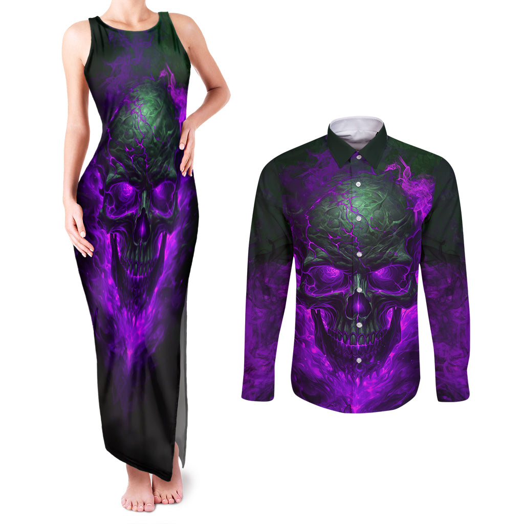 horor-skull-couples-matching-tank-maxi-dress-and-long-sleeve-button-shirts-welcome-to-the-dark-side