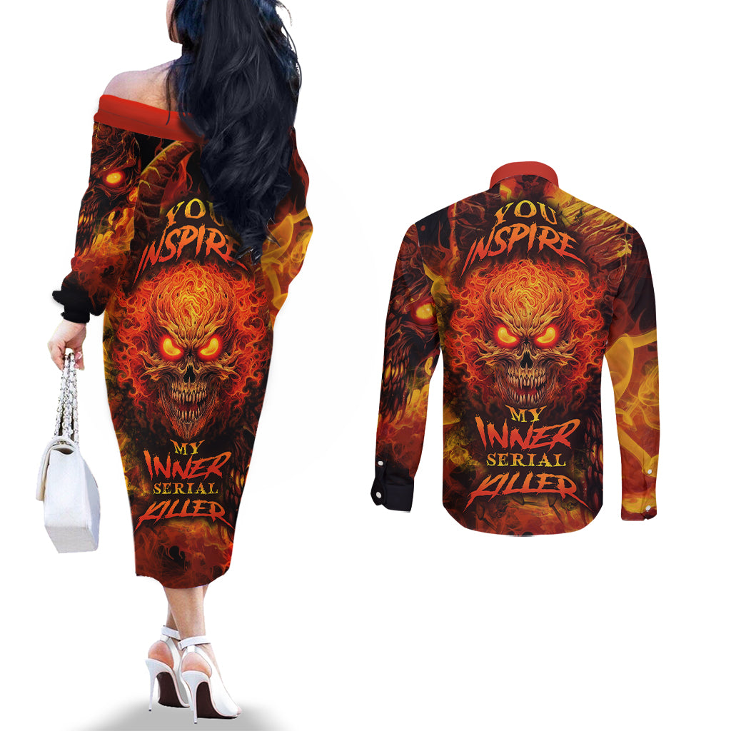 fire-skull-couples-matching-off-the-shoulder-long-sleeve-dress-and-long-sleeve-button-shirts-you-inspire-my-inner-serial-killed