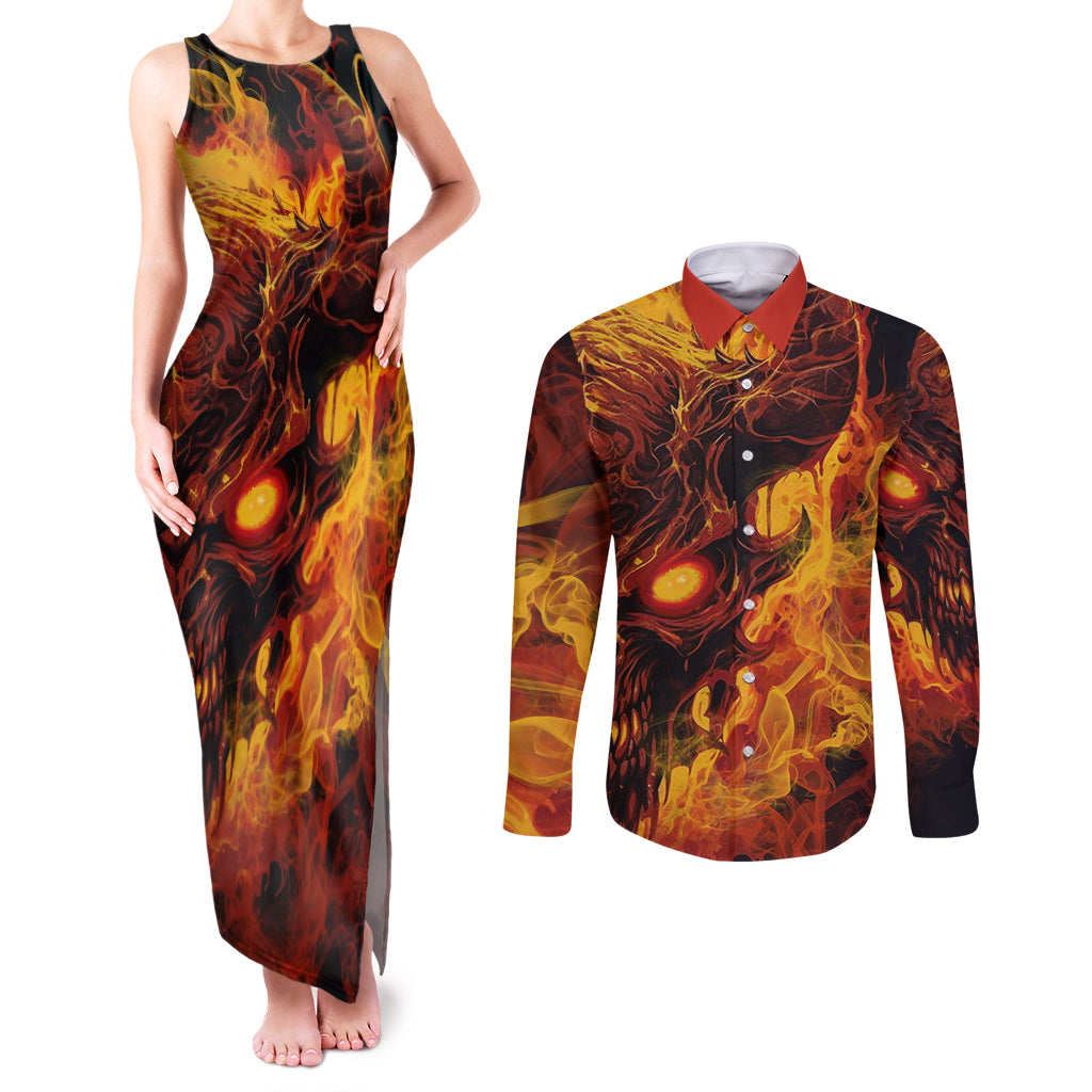 fire-skull-couples-matching-tank-maxi-dress-and-long-sleeve-button-shirts-you-inspire-my-inner-serial-killed